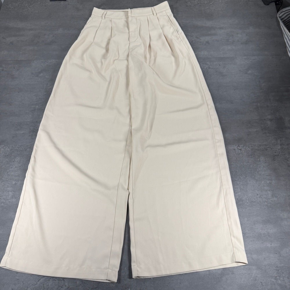 VICI Trouser Pant Womens Small Wide Leg Cream Pleated High Rise NWOT